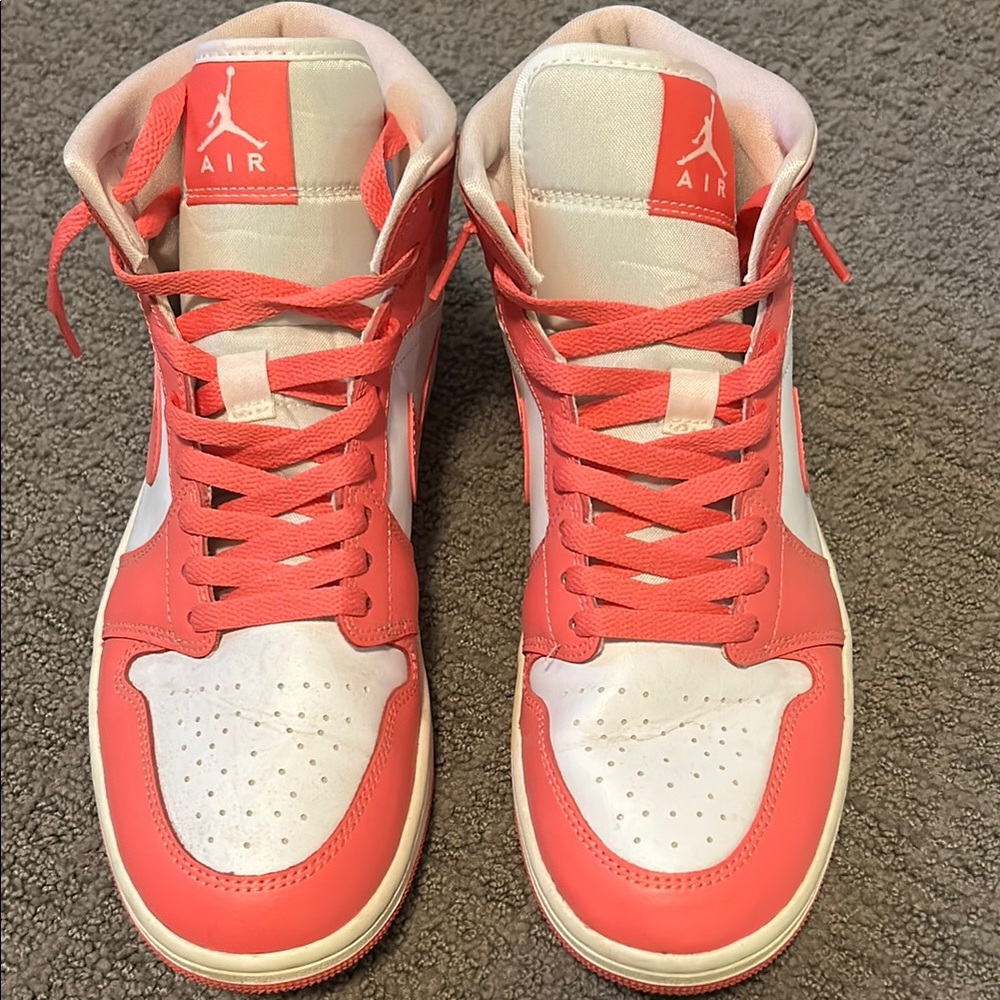 Air Jordan High-Top Sneakers in Red and White